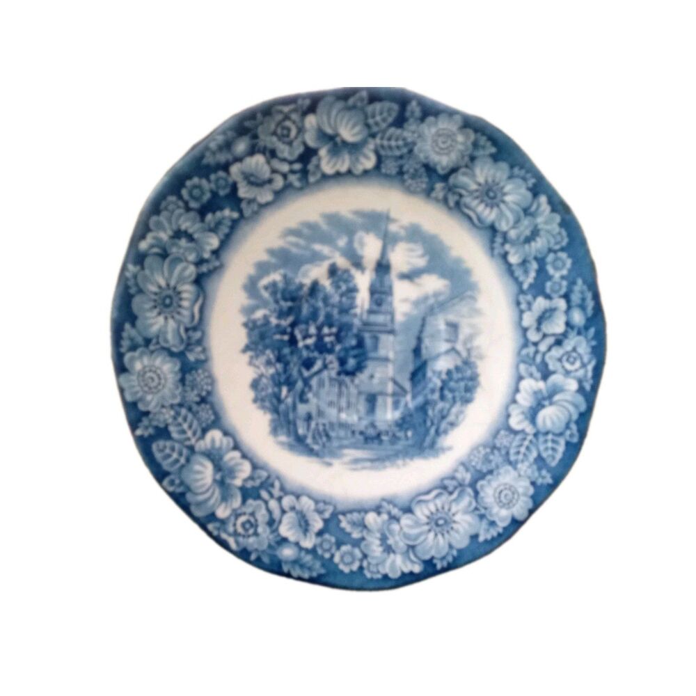 Liberty Blue White Saucer Historic Colonial Scenes Old North Church England Read